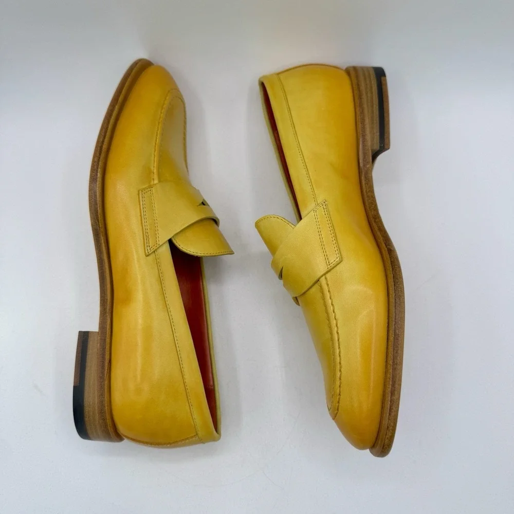 Santoni Famed Penny Loafers Women's Size 8 EU 38 Yellow‎ Ombre Italian Leather